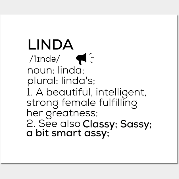 Linda Name Definition Linda Female Name Wall Art by TeeLogic